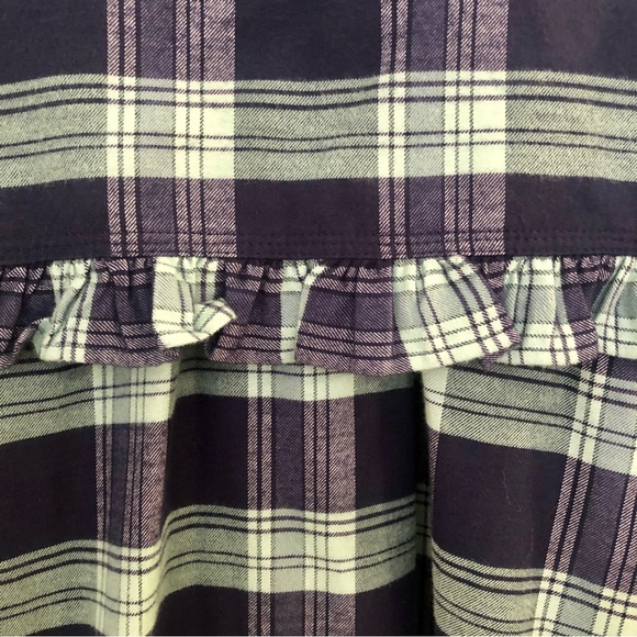 NWT Topshop Plaid Ruffle Blouse - Picture 5 of 6